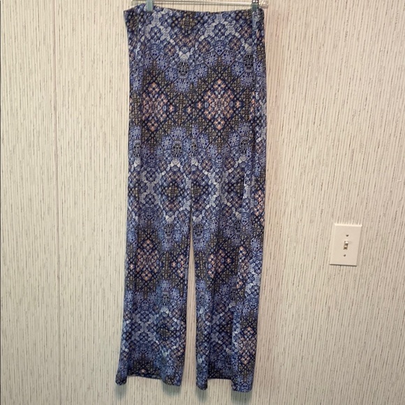 Geometric Blue Wide-Leg Alyx Large Women Pull on  Pant - Picture 1 of 6